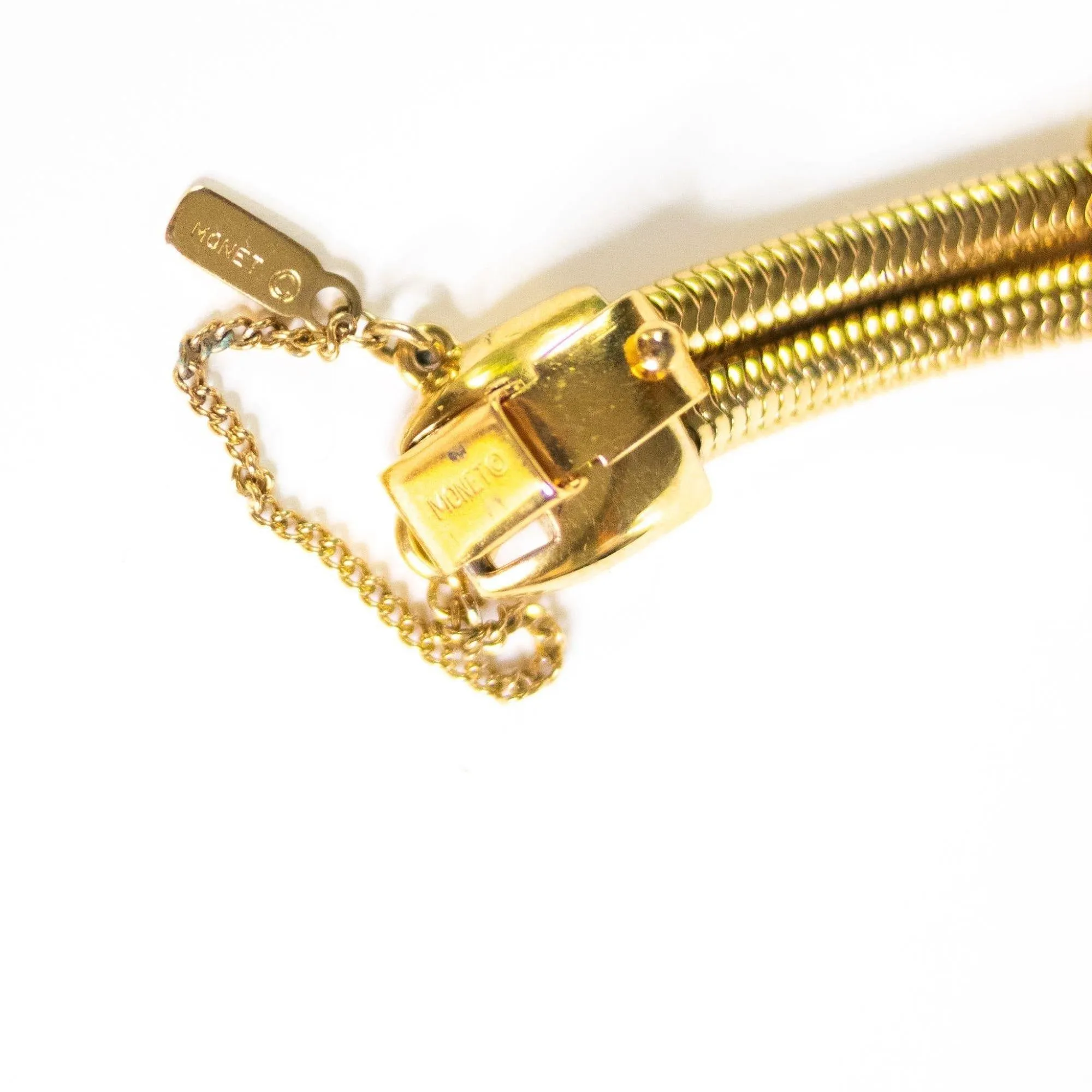 Vintage Monet Gold Buckle Bit Style Bracelet