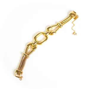 Vintage Monet Gold Buckle Bit Style Bracelet