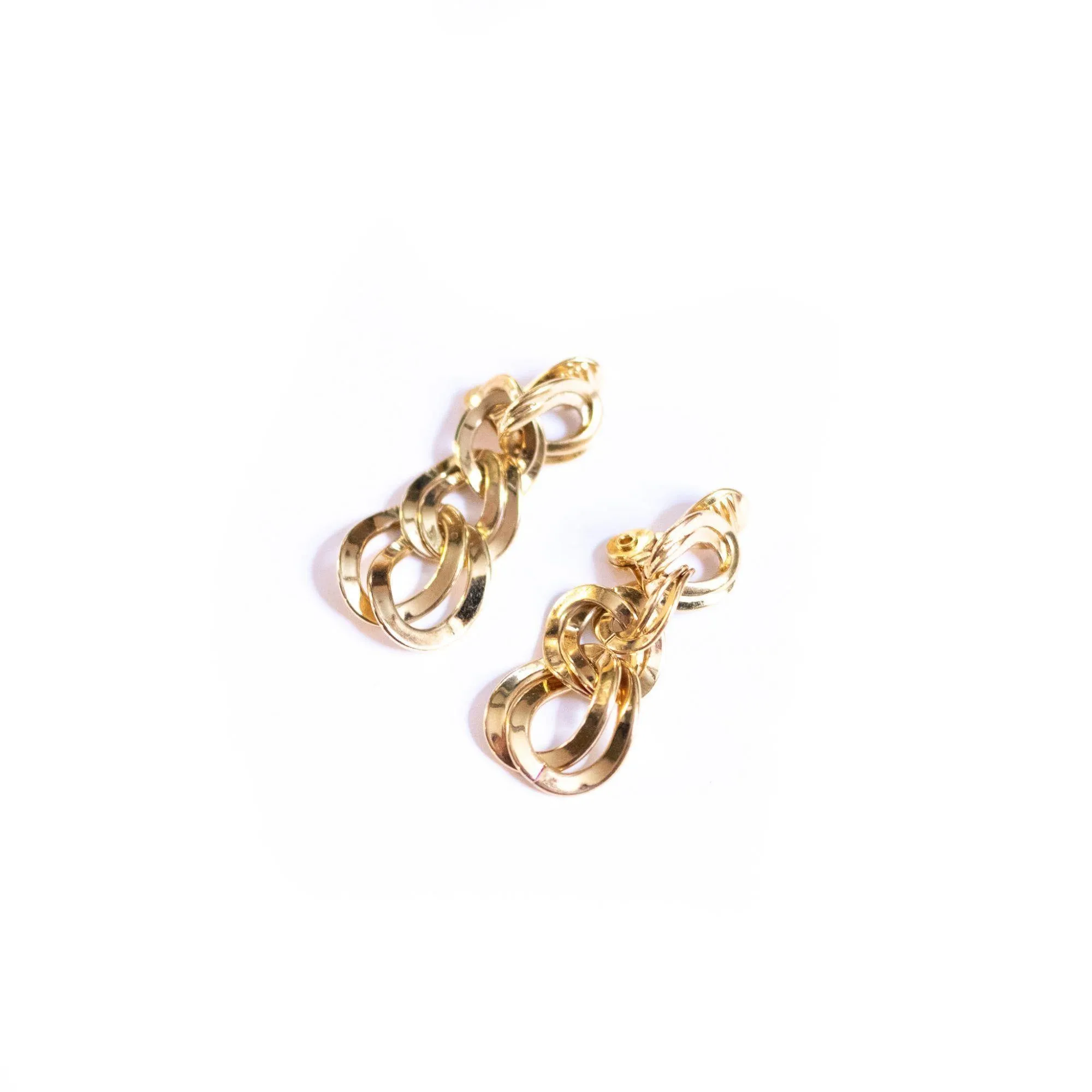 Vintage Monet Gold Double Link Chain Statement Earrings