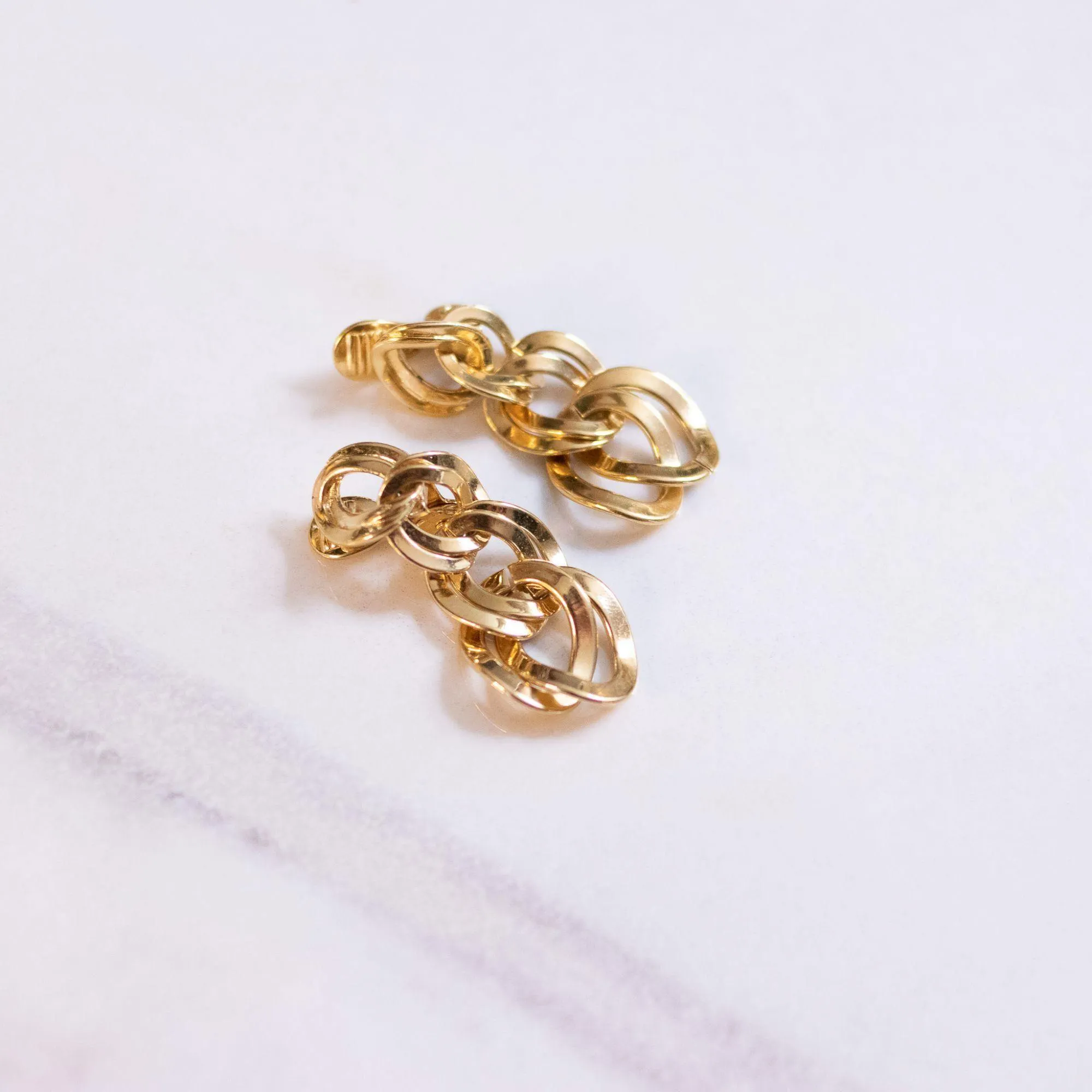 Vintage Monet Gold Double Link Chain Statement Earrings