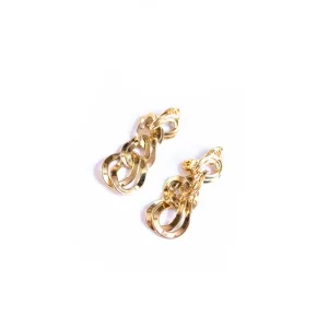 Vintage Monet Gold Double Link Chain Statement Earrings
