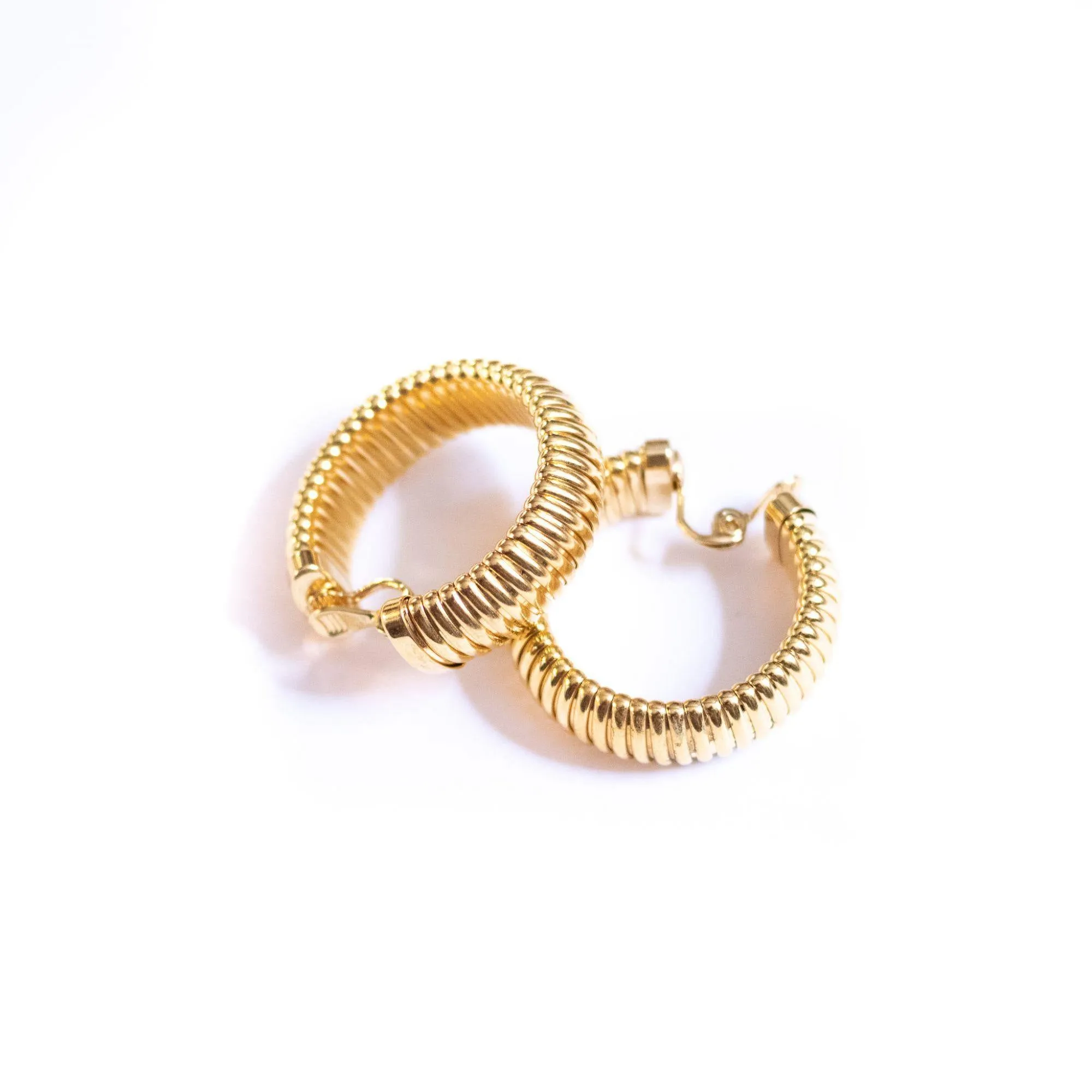 Vintage Monet Ribbed Large Clip Earrings