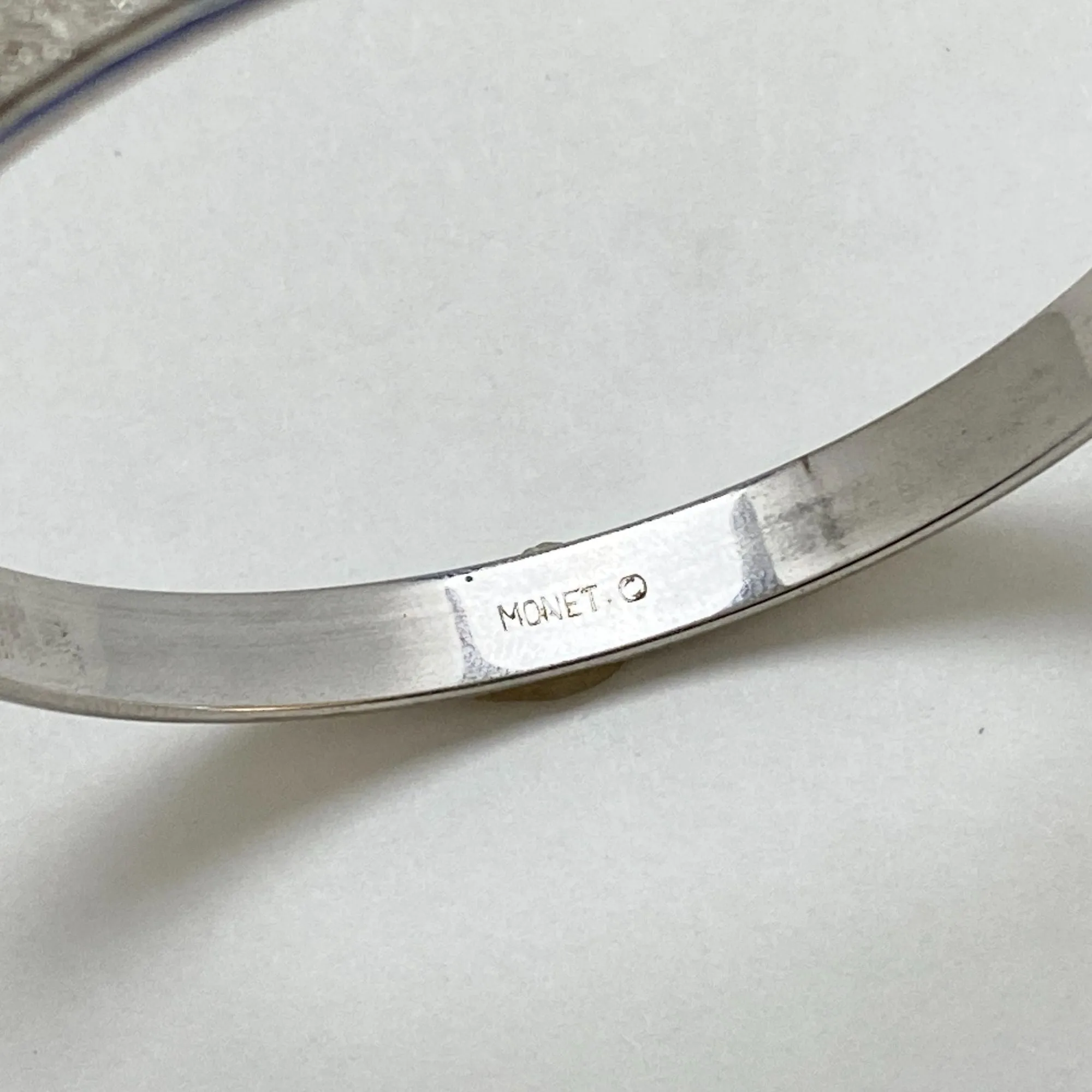 Vintage Monet Silver Textured Bangle Bracelet