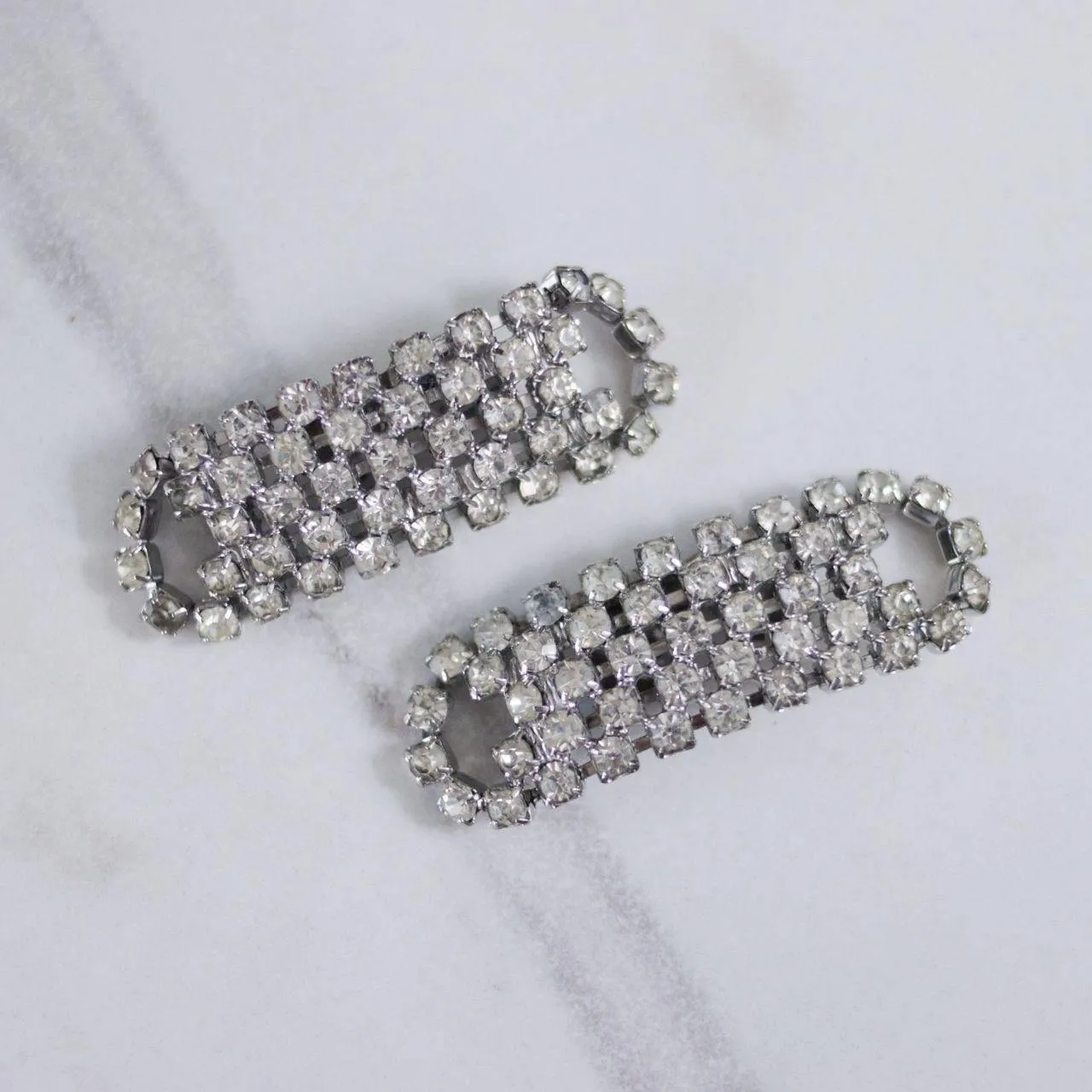 Vintage Musi Rhinestone Diamante Shoe Clips in Silver Tone