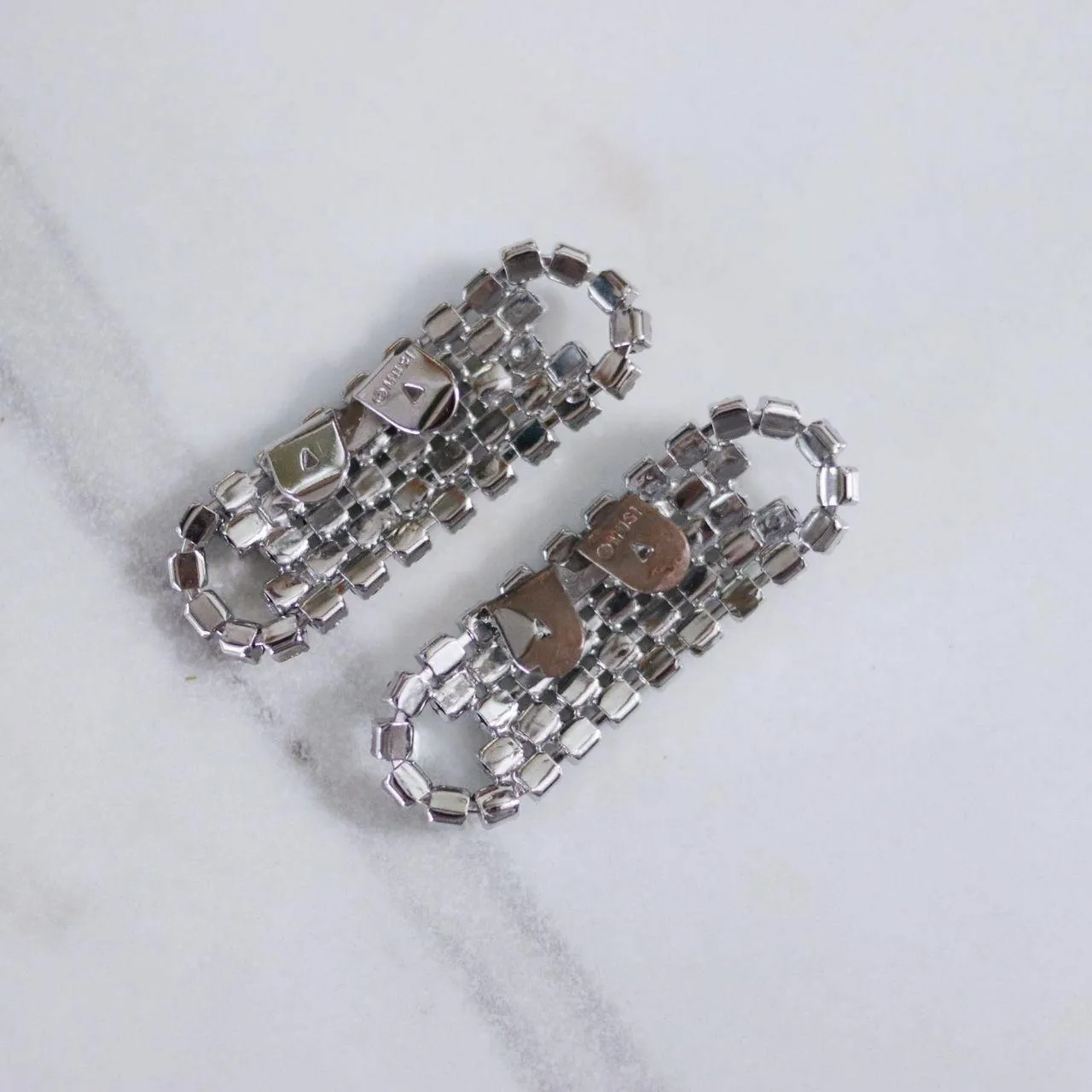 Vintage Musi Rhinestone Diamante Shoe Clips in Silver Tone