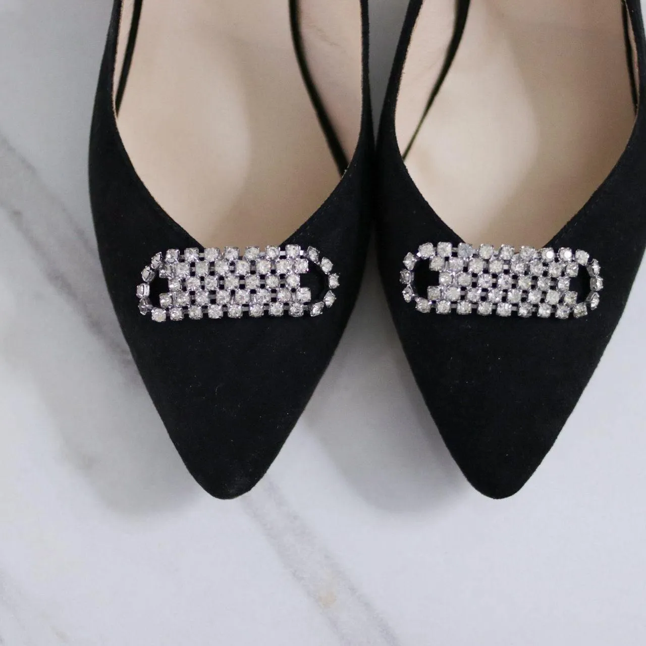 Vintage Musi Rhinestone Diamante Shoe Clips in Silver Tone
