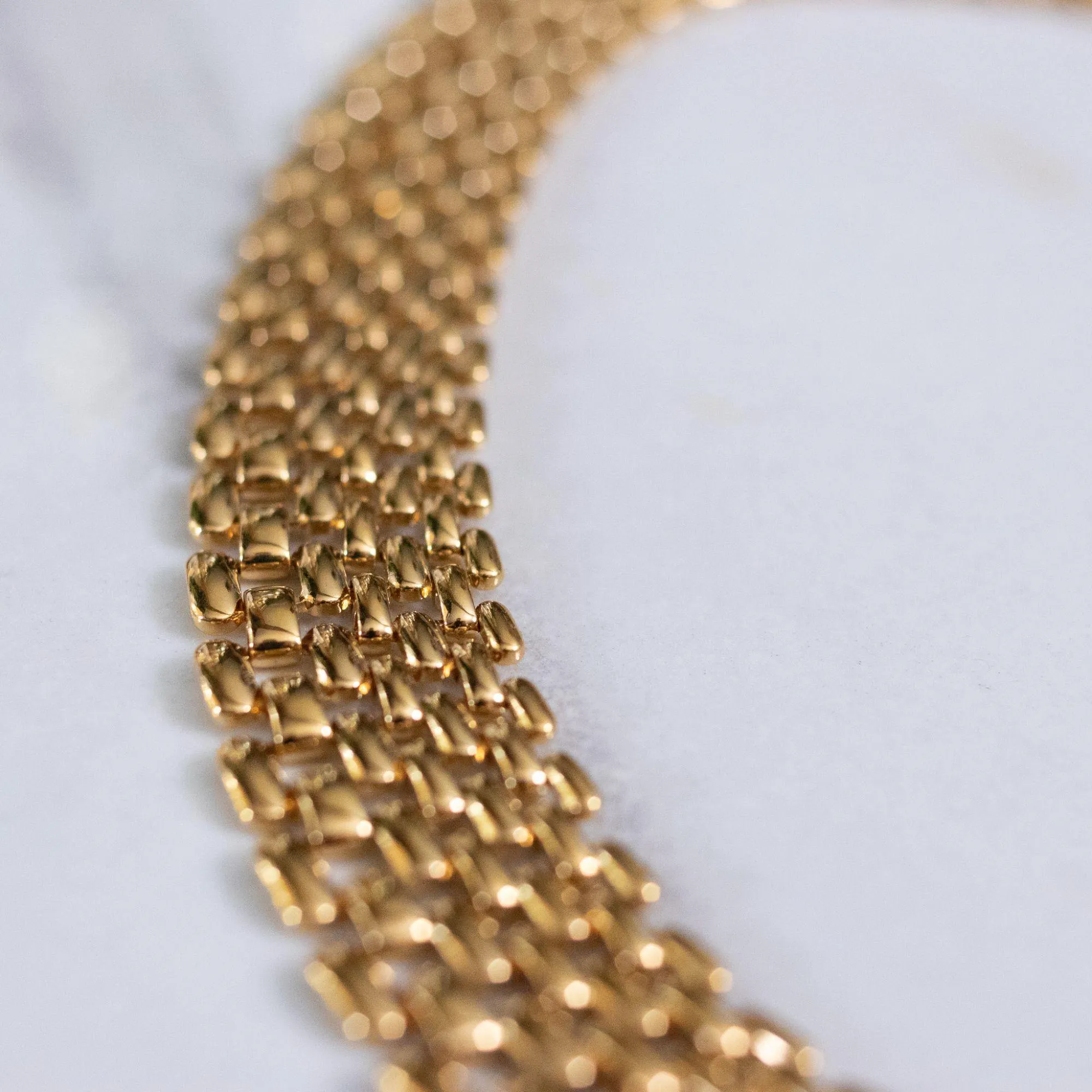 Vintage Napier Wide Gold Flat Link Chain Necklace