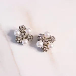Vintage Pearl and Rhinestone Bead Earrings