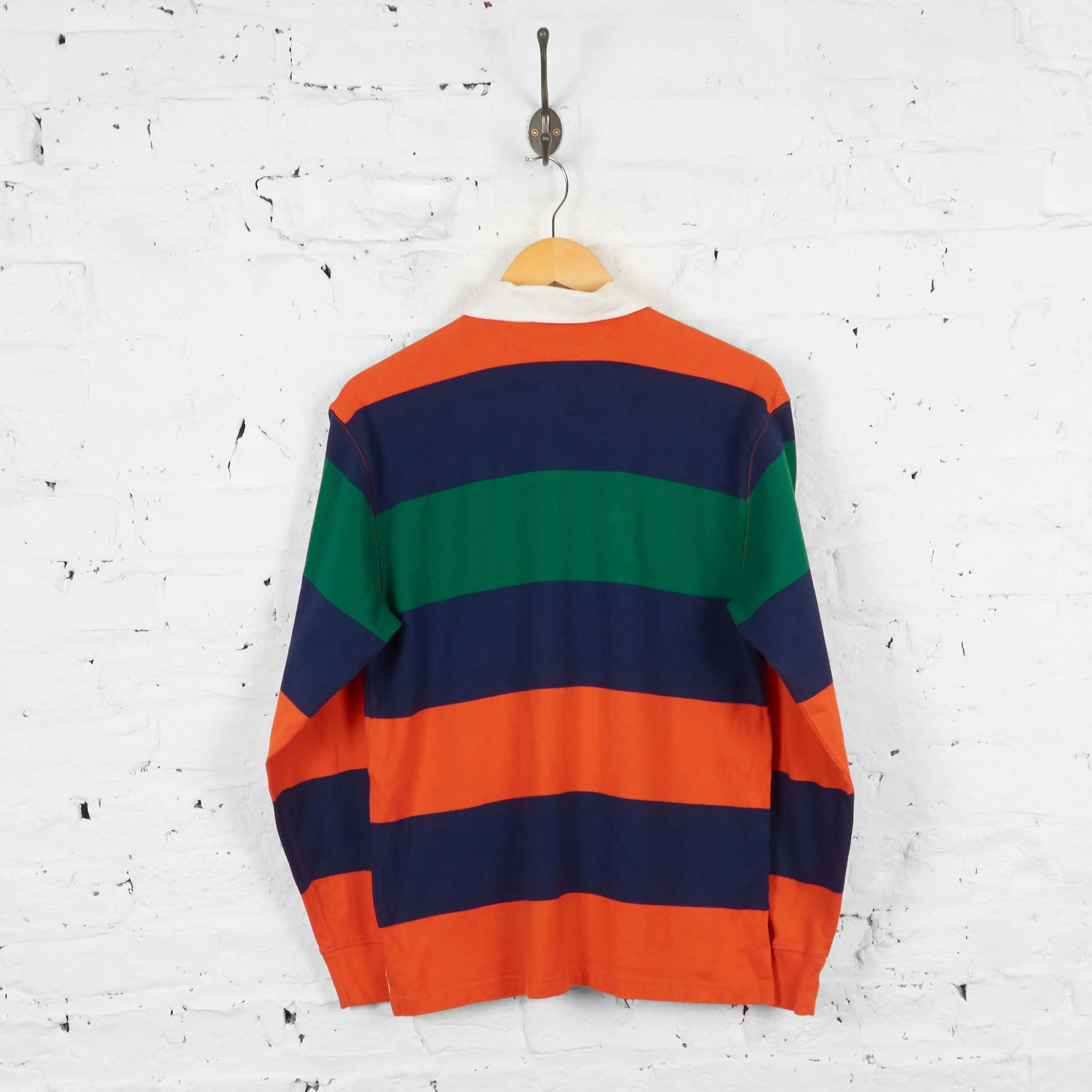 Vintage Ralph Lauren Striped Polo Shirt - Orange/Blue - XL