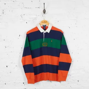 Vintage Ralph Lauren Striped Polo Shirt - Orange/Blue - XL