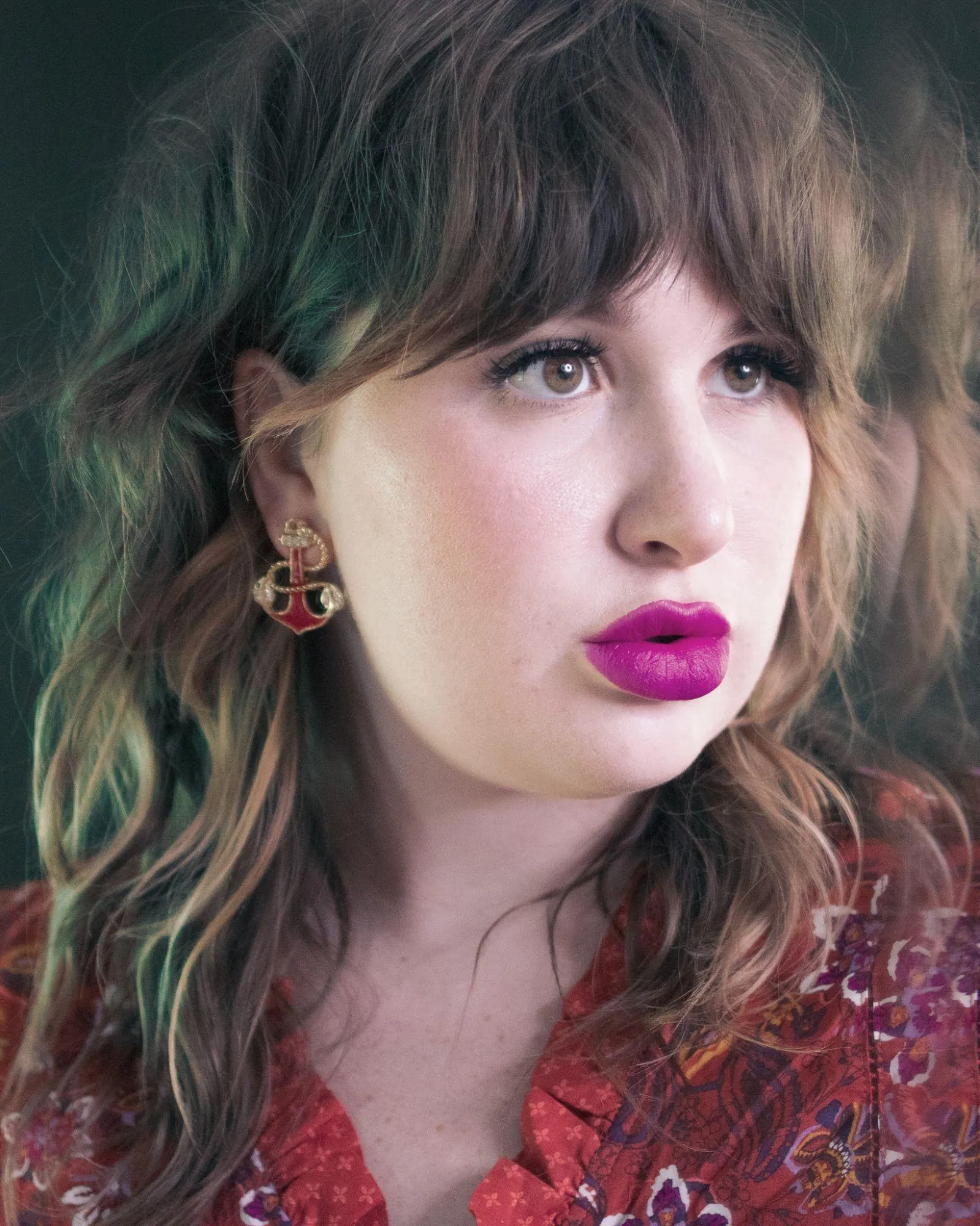 Vintage Red and Gold Anchor Statement Earrings