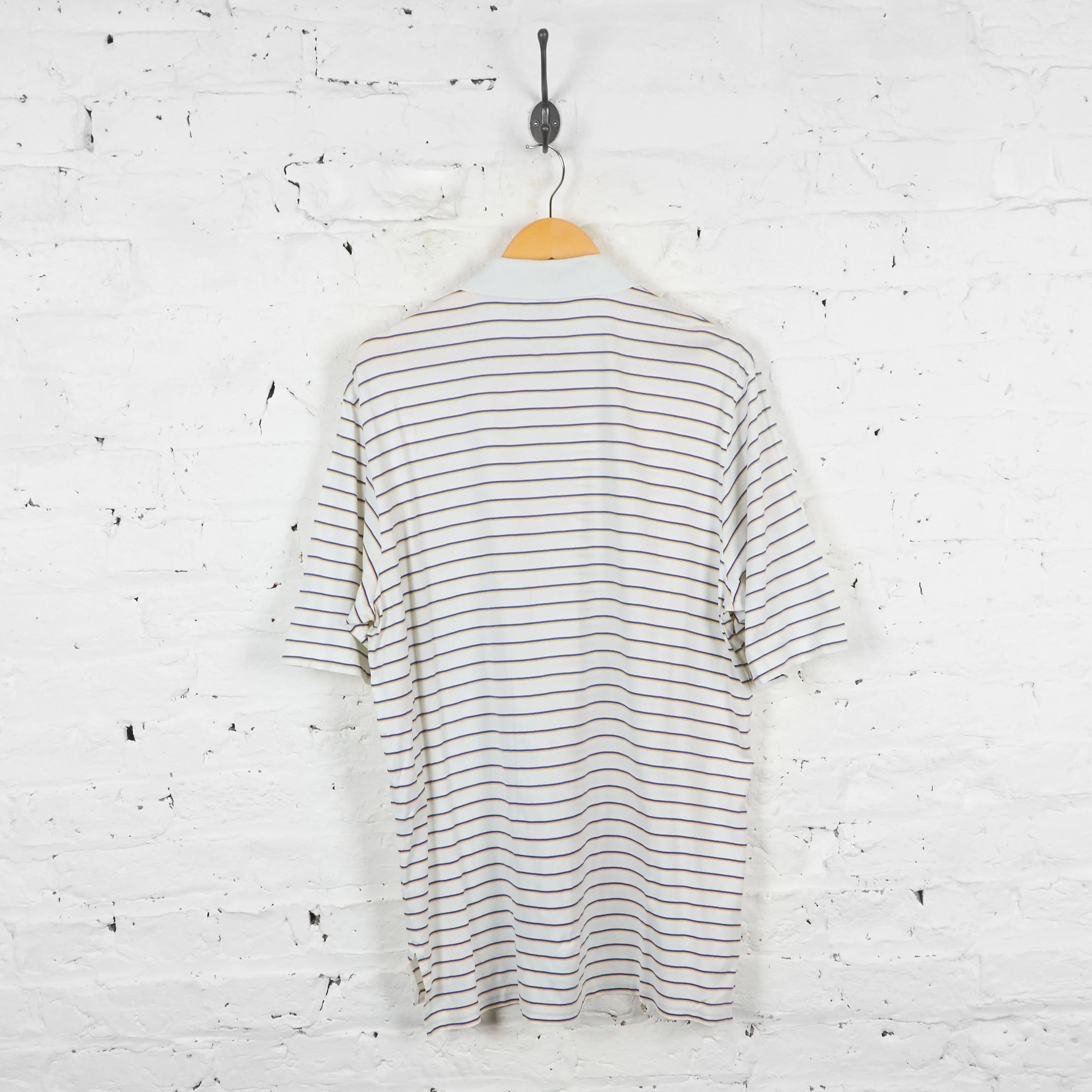 Vintage Striped Ralph Lauren Polo Shirt - White/Blue - M