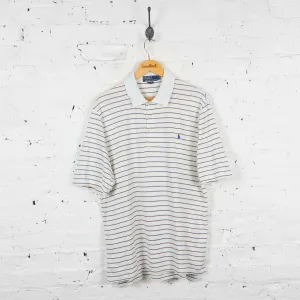 Vintage Striped Ralph Lauren Polo Shirt - White/Blue - M