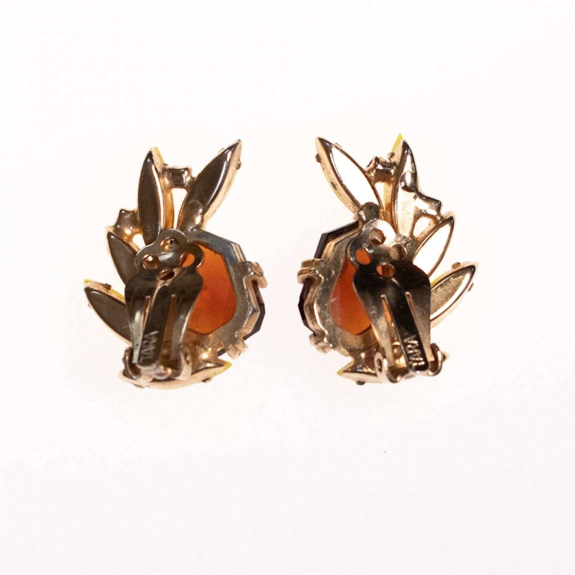 Vintage Tara Yellow and Brown Rhinestone Earrings