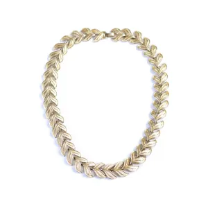Vintage V Link Wide Gold Necklace