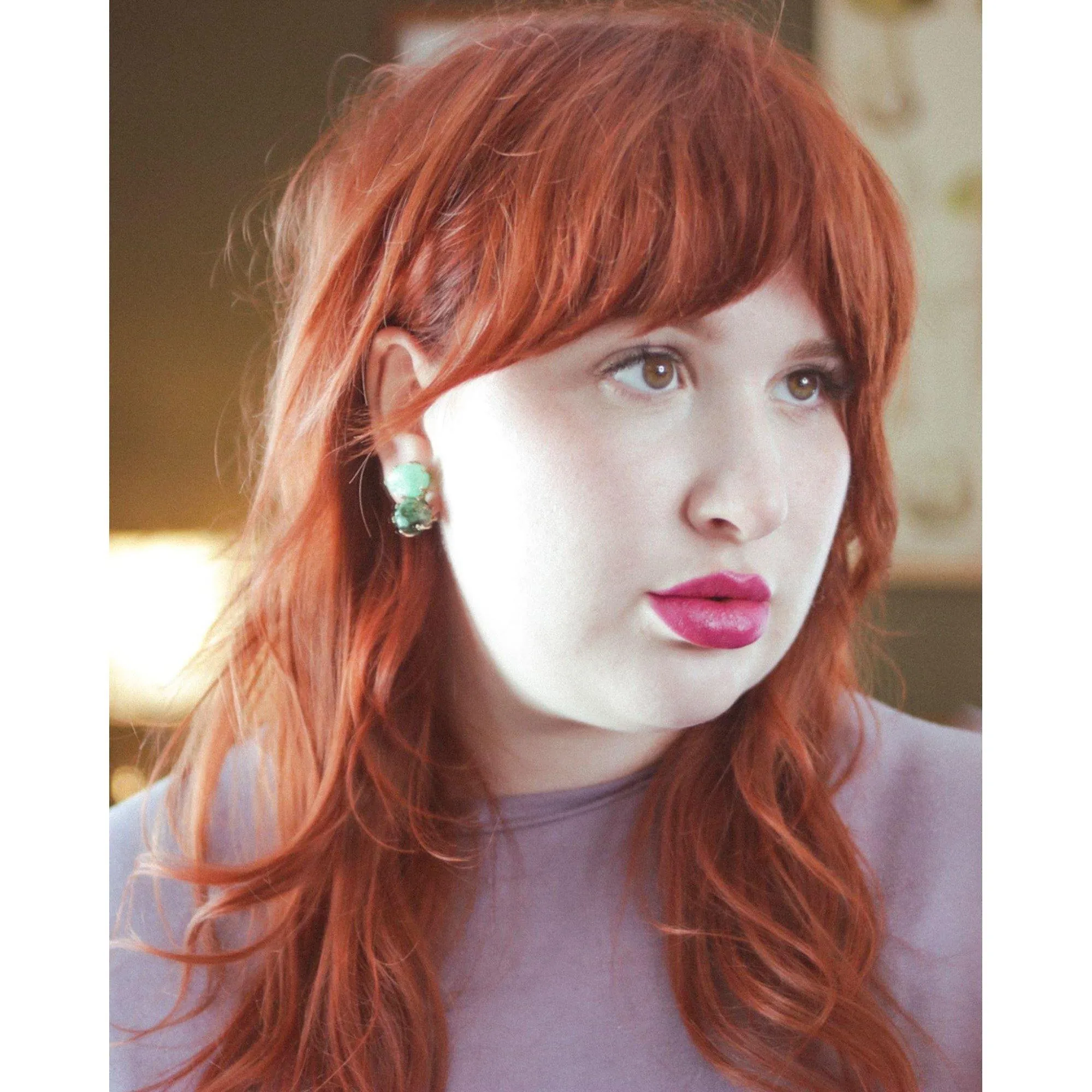 Vintage Vogue Bijoux Green Lucite Statement Earrings