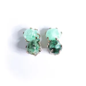 Vintage Vogue Bijoux Green Lucite Statement Earrings