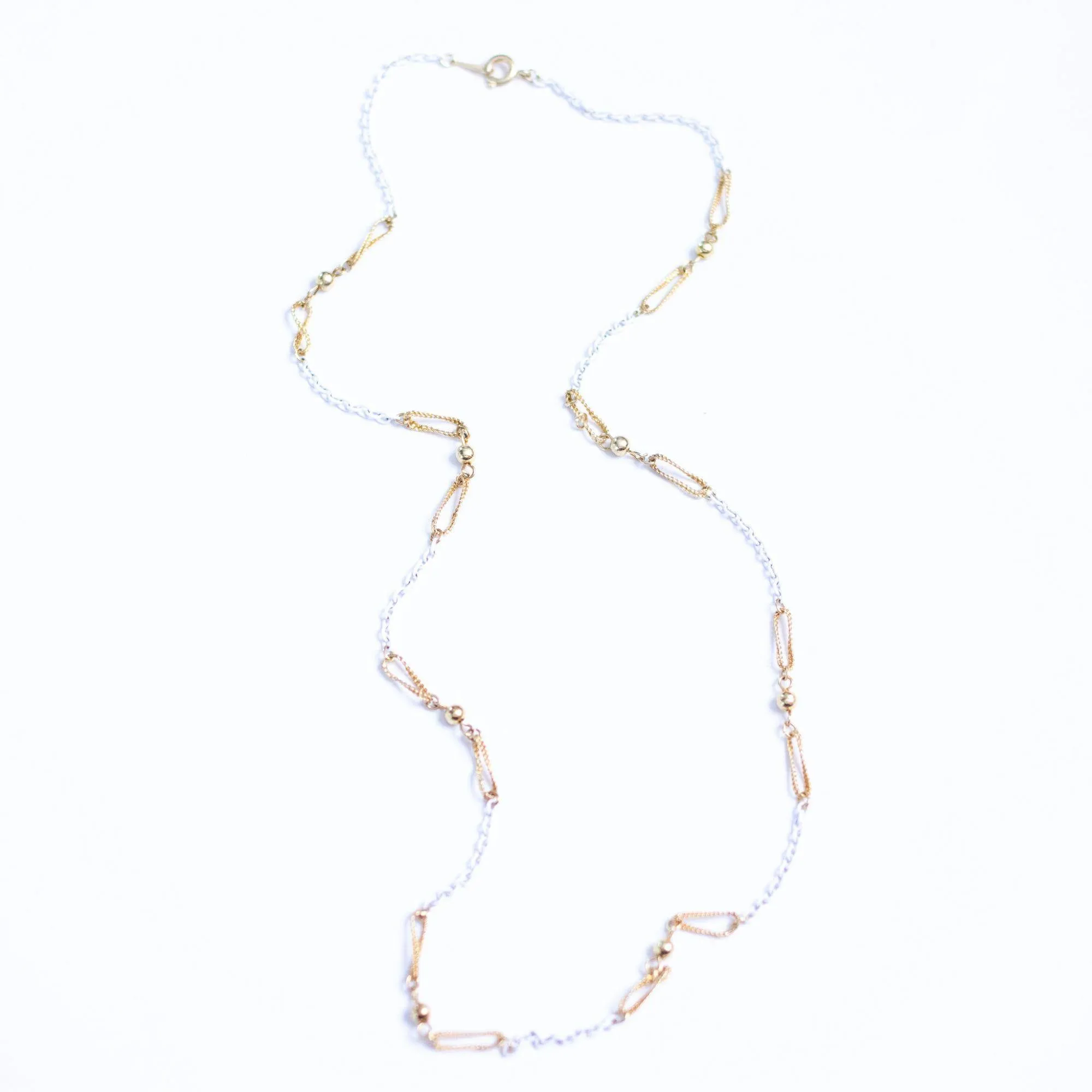 Vintage White and Gold Link Minimalist Chain Necklace