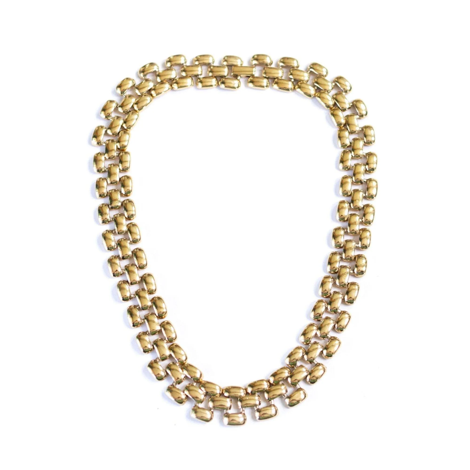 Vintage Wide Flat Link Chain Necklace
