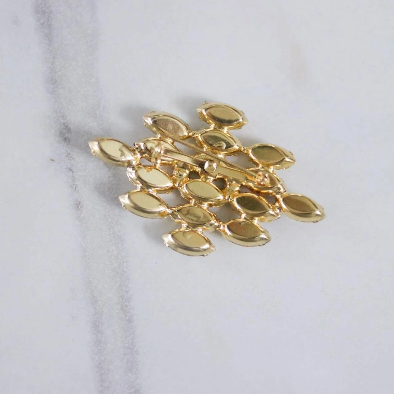 Vintage Yellow and Amber Rhinestone Brooch