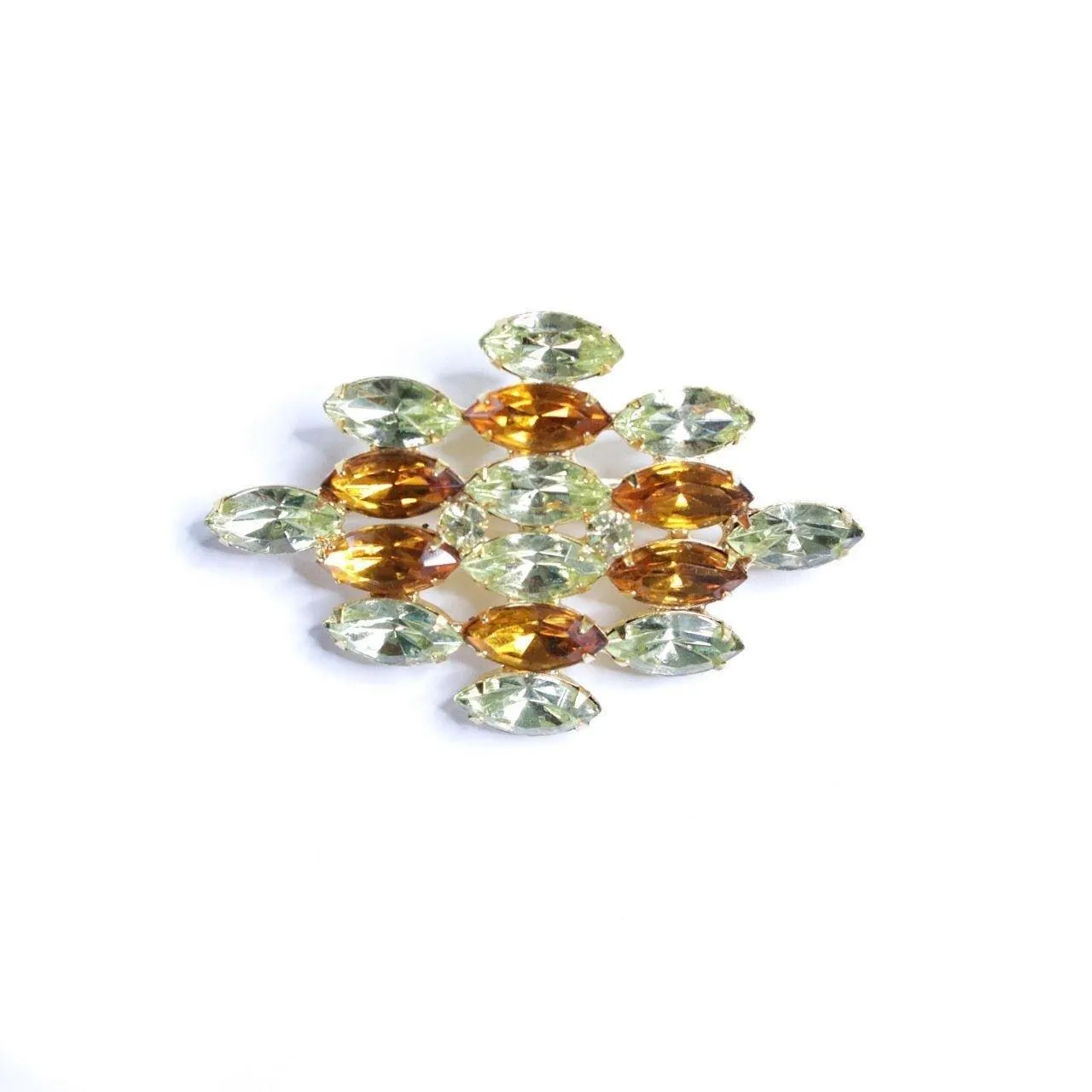 Vintage Yellow and Amber Rhinestone Brooch