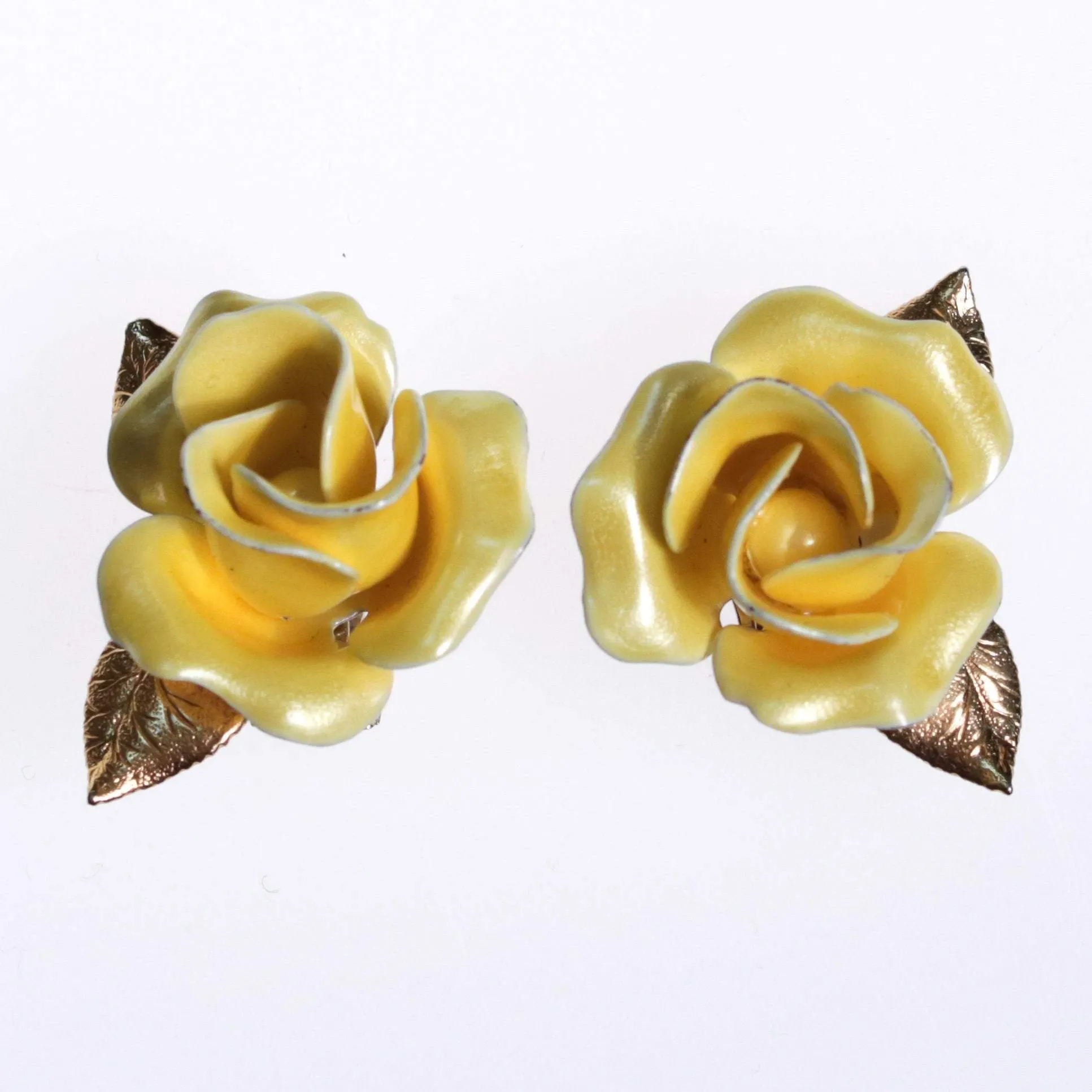Vintage Yellow Rose Earrings