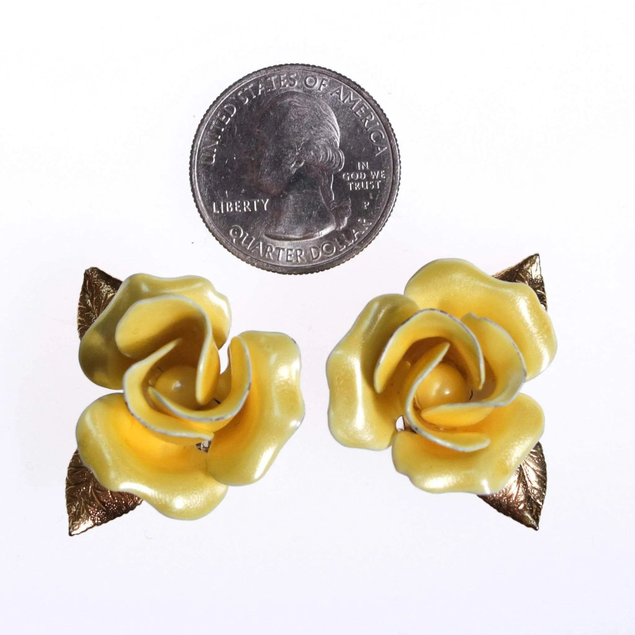 Vintage Yellow Rose Earrings