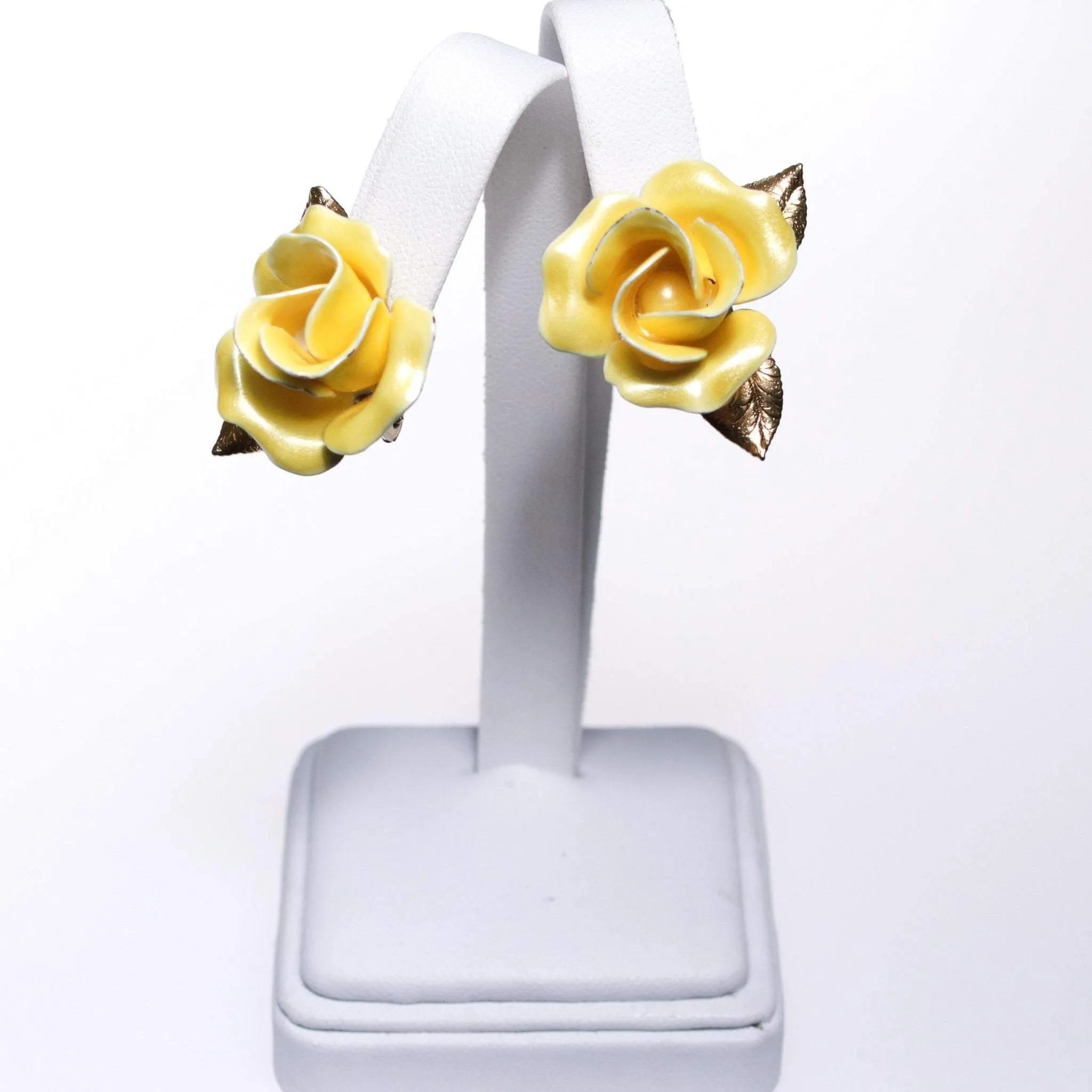 Vintage Yellow Rose Earrings