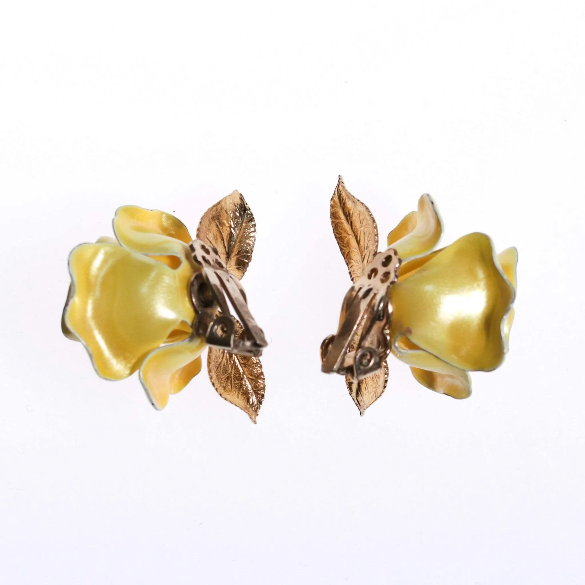 Vintage Yellow Rose Earrings
