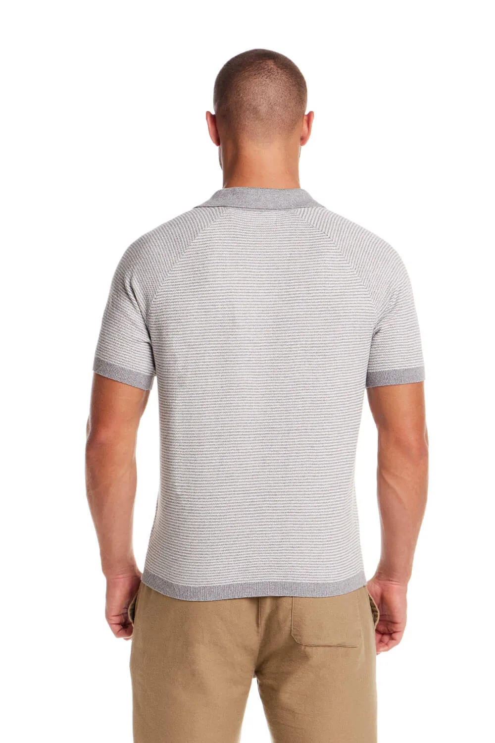Weatherproof Vintage Mixy Striped Johnny Collar Sweater Shirt for Men in Grey Twist | S2540522GK-GREYTWIST