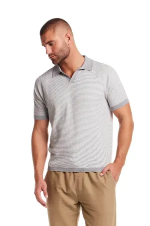 Weatherproof Vintage Mixy Striped Johnny Collar Sweater Shirt for Men in Grey Twist | S2540522GK-GREYTWIST