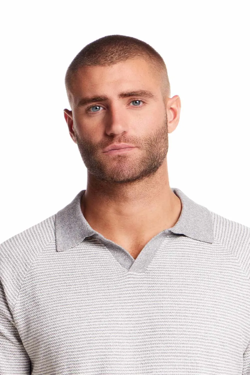 Weatherproof Vintage Mixy Striped Johnny Collar Sweater Shirt for Men in Grey Twist | S2540522GK-GREYTWIST