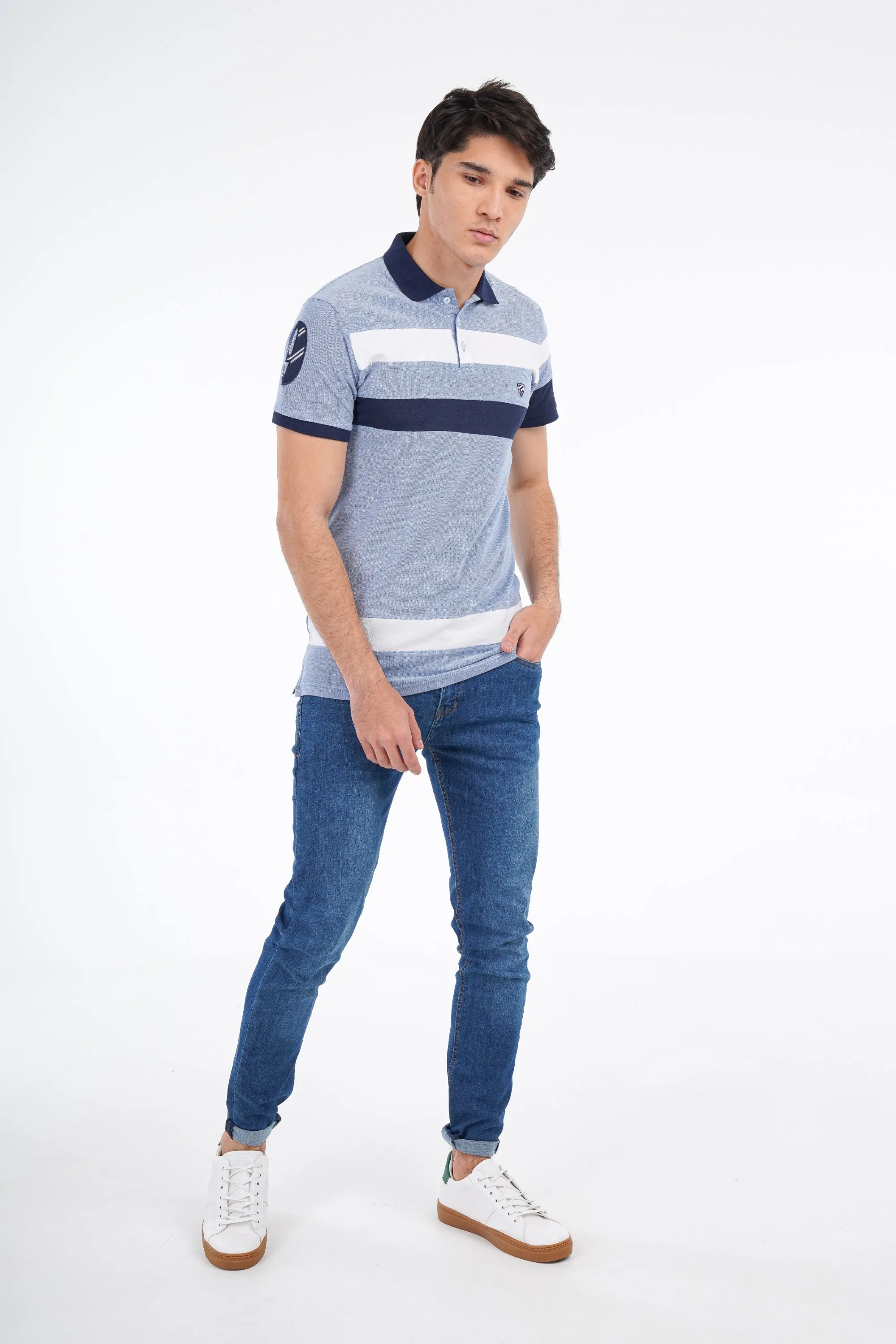 White Striped Polo