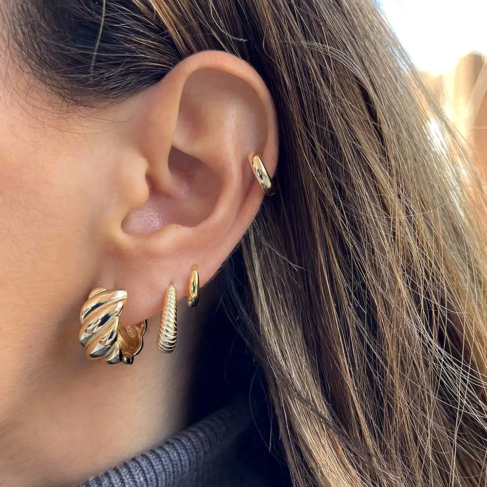 Wide Ridged Hoop Earring