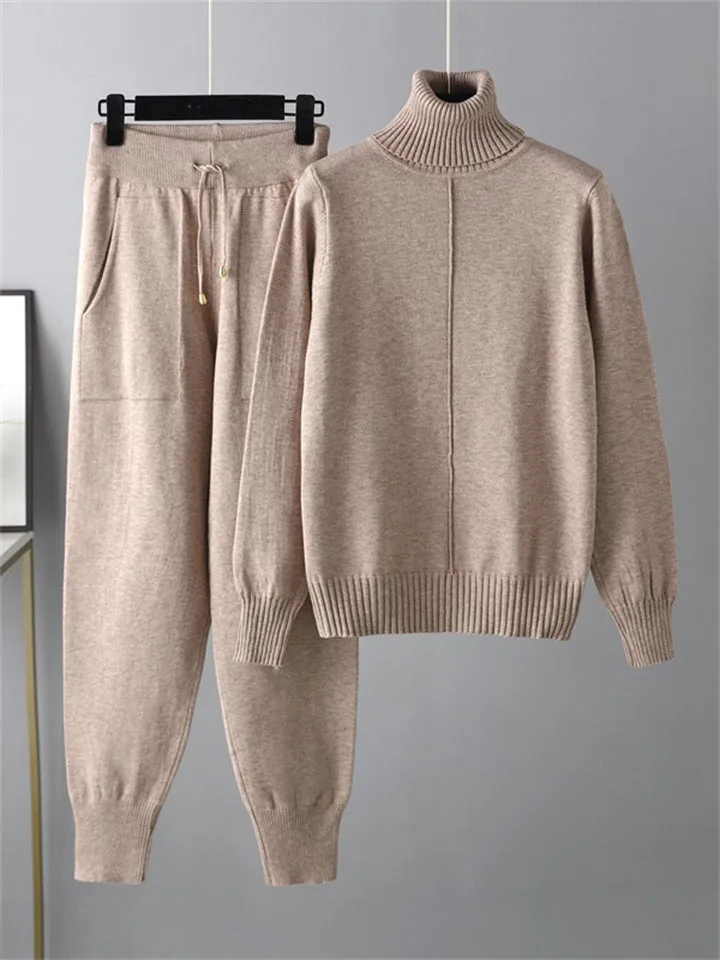 Winter Home Turtleneck Knit Sweater   Sweatpants