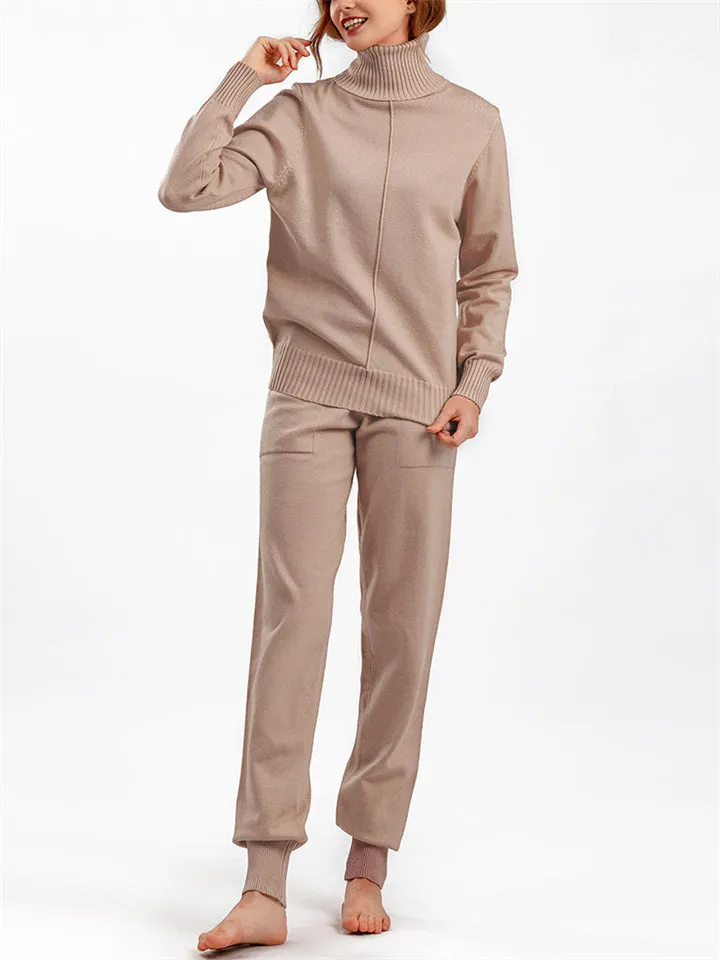 Winter Home Turtleneck Knit Sweater   Sweatpants