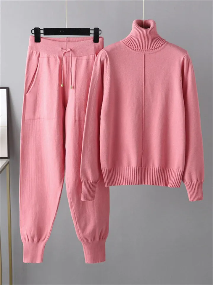 Winter Home Turtleneck Knit Sweater   Sweatpants