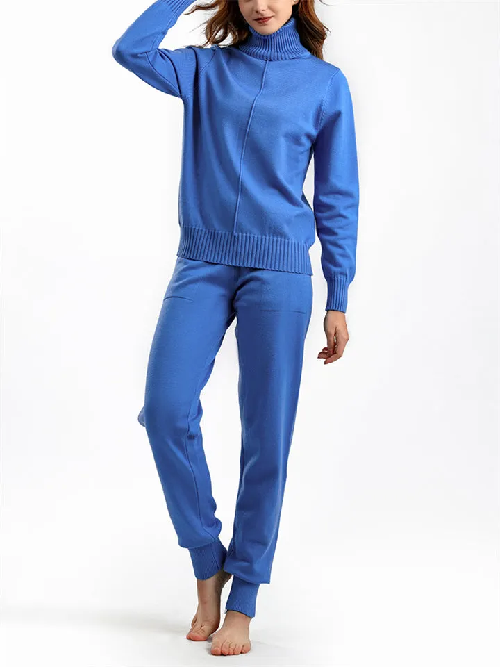 Winter Home Turtleneck Knit Sweater   Sweatpants