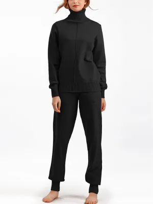 Winter Home Turtleneck Knit Sweater   Sweatpants