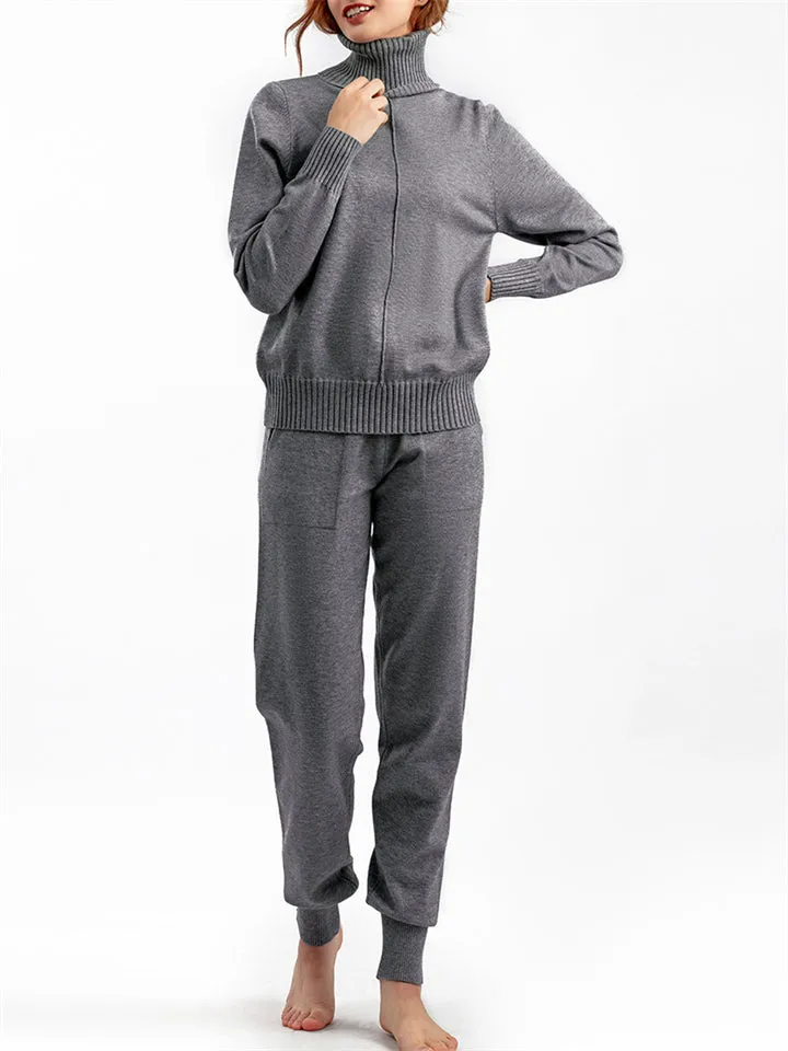 Winter Home Turtleneck Knit Sweater   Sweatpants