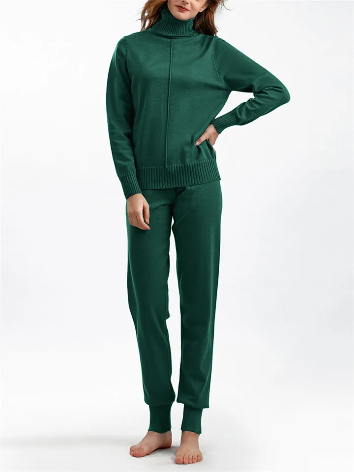 Winter Home Turtleneck Knit Sweater   Sweatpants
