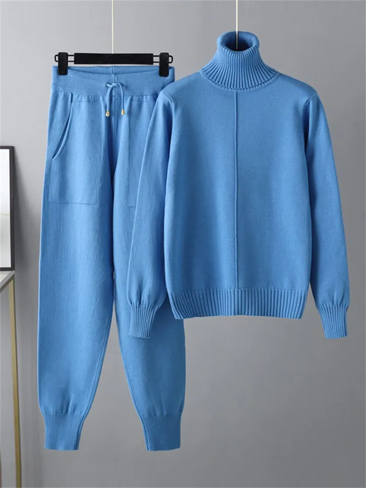 Winter Home Turtleneck Knit Sweater   Sweatpants