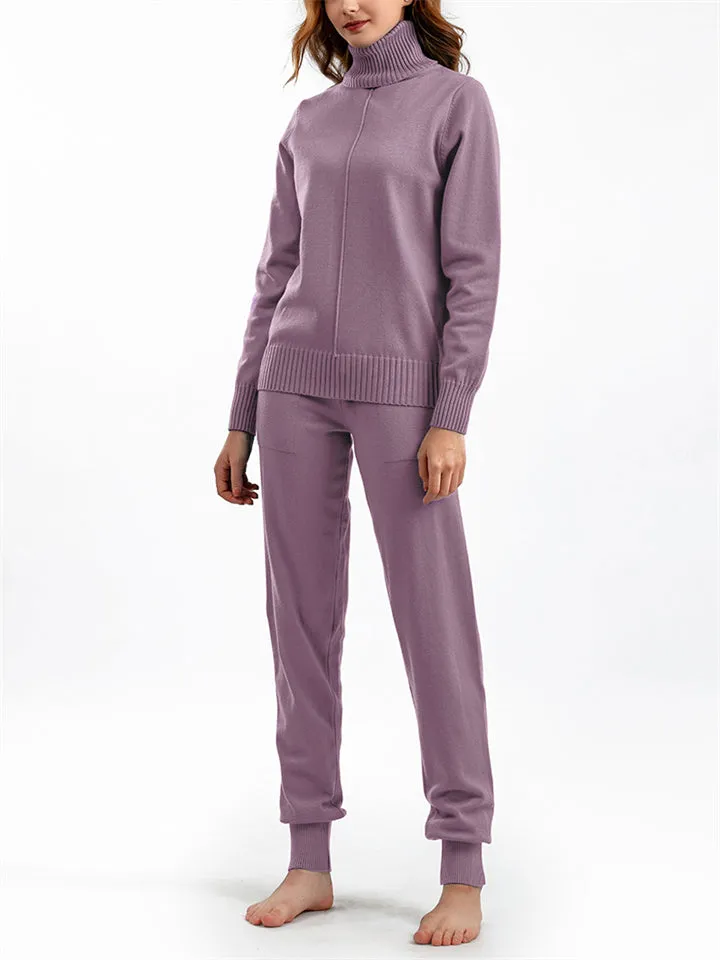 Winter Home Turtleneck Knit Sweater   Sweatpants