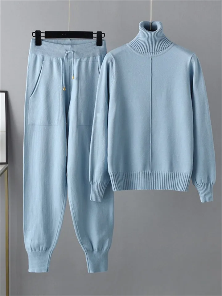 Winter Home Turtleneck Knit Sweater   Sweatpants