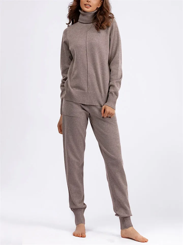Winter Home Turtleneck Knit Sweater   Sweatpants