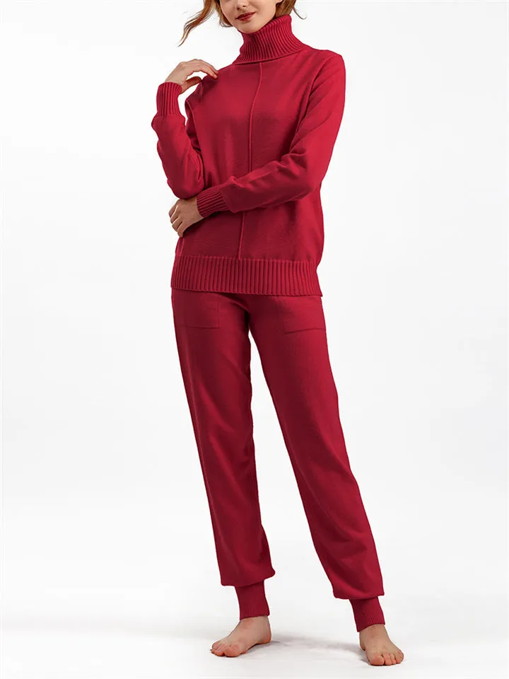 Winter Home Turtleneck Knit Sweater   Sweatpants