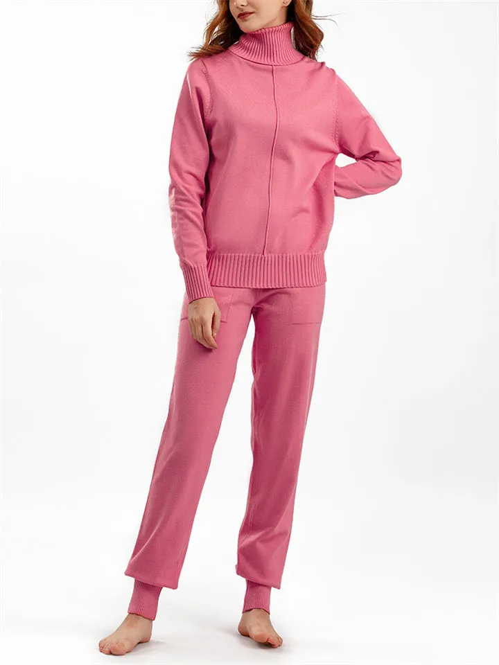 Winter Home Turtleneck Knit Sweater   Sweatpants
