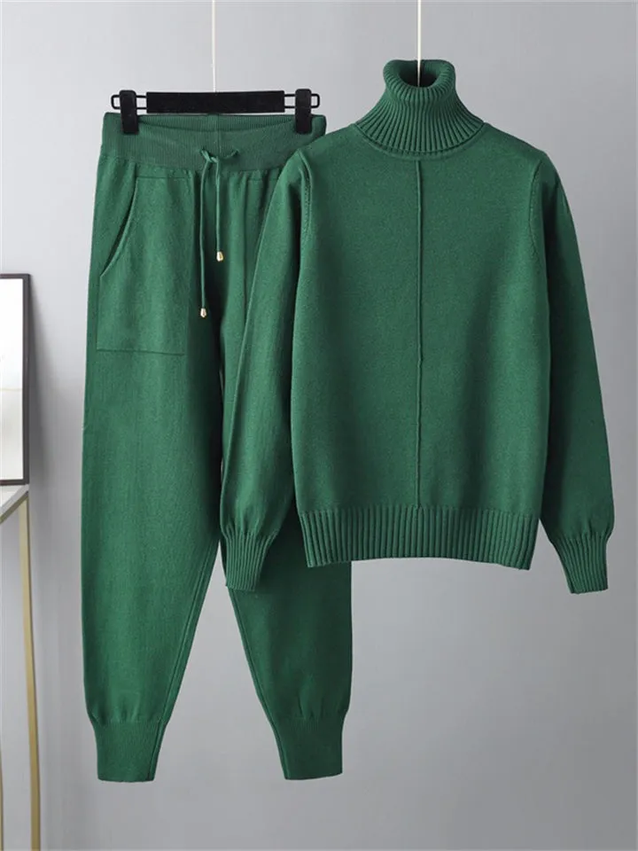 Winter Home Turtleneck Knit Sweater   Sweatpants