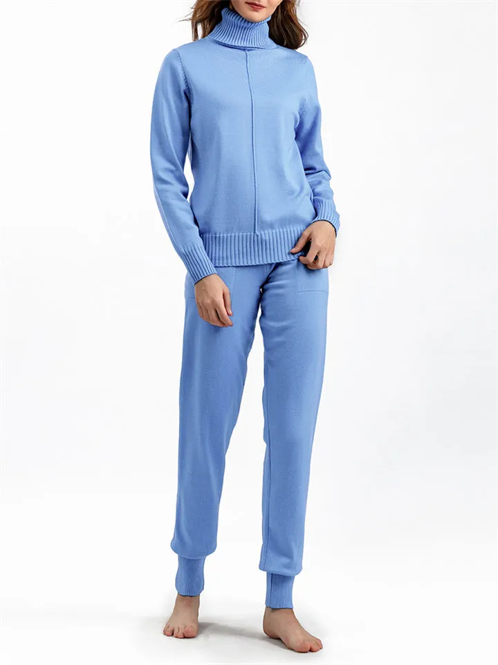 Winter Home Turtleneck Knit Sweater   Sweatpants