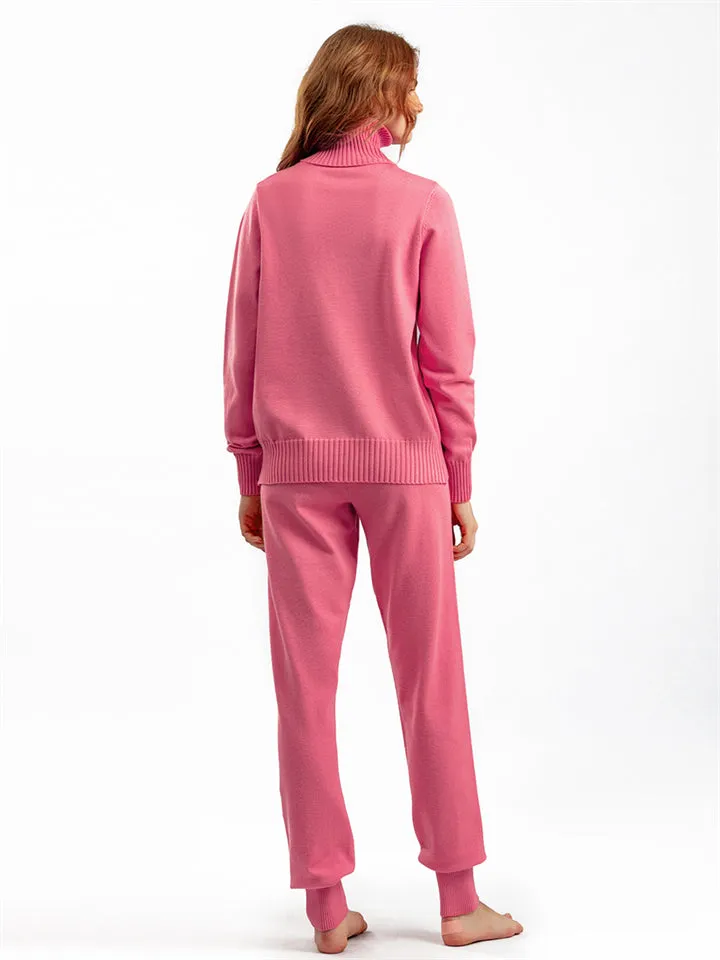 Winter Home Turtleneck Knit Sweater   Sweatpants